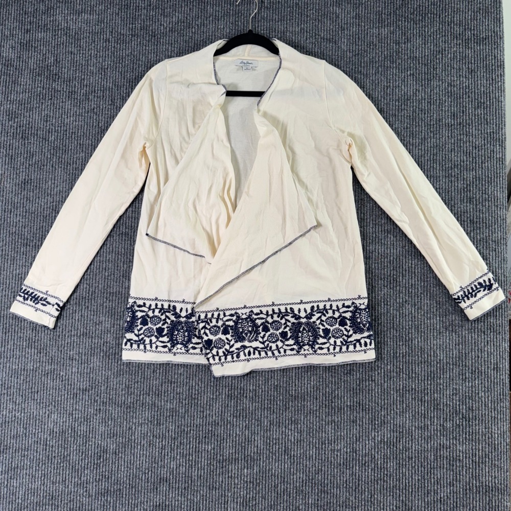 Lucky Brand Womens M Cardigan‎ Sweater Embroidered Boho Cottagecore Festival
